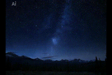 Animated greeting card showing a glowing sunrise emerging into a deep blue, star-filled sky above dark mountain silhouettes. Gentle light spreads across the horizon as the message reads, “You make my day brighter, as bright as the morning sun.” The peaceful scene conveys warmth, appreciation, and encouragement.